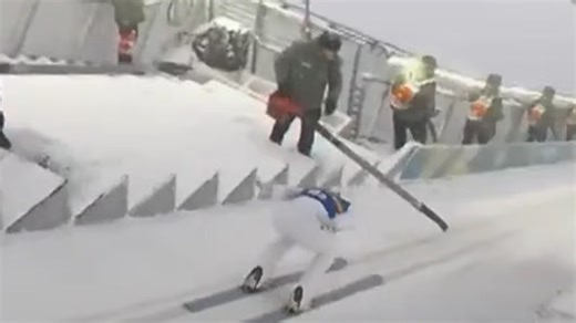 Team USA skier narrowly avoids horror injury as leaf blower causes havoc