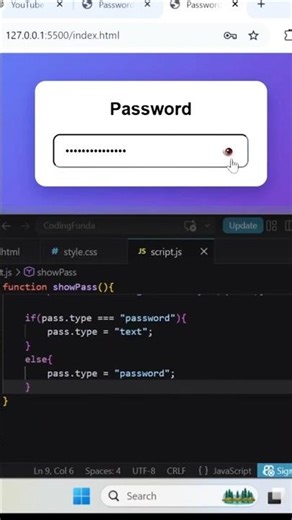 Password Show Hide Using HTML CSS JavaScript 🔥 | Beginner Project