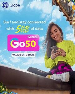 102 reactions · 3 comments | Begin your journey to pursue your passions with Go50! 朗 Enjoy 5GB data for all sites and unli allnet texts for 3 days. Register via GlobeOne app or text GO50 to 8080. | Globe Telecom | Facebook