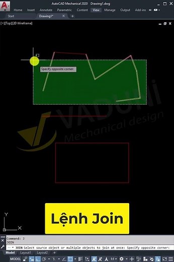 How to use the Join command to connect objects in AutoCAD #autocad #vaduni #hocautocad
