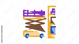Warehouse And Storage Icon Animation Warehouse Building And Construction, Wooden Box And Loader Car, Crane And Truck Stock Video
