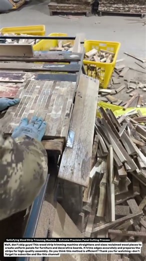 Satisfying Wood Strip Trimming Machine – Extreme Precision Panel Cutting Process.