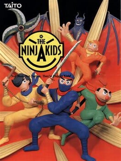 The Ninja Kids Plataformas: Arcade Año: 1990 Géneros: Fighting, Hack and slash/Beat 'em up La respuesta de Taito al juego arcade Teenage Mutant Ninja Turtles protagonizado por niños ninja títeres codificados por colores. ¡Ábrete camino a través de las fuerzas de una secta decidida a resucitar a Satán! #TheNinjaKids #Arcade #Fighting #Hackandslash/Beat'emup