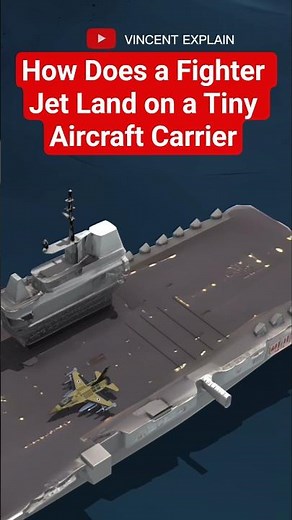 How Does a Fighter Jet Land on a Tiny Aircraft Carrier? #shorts