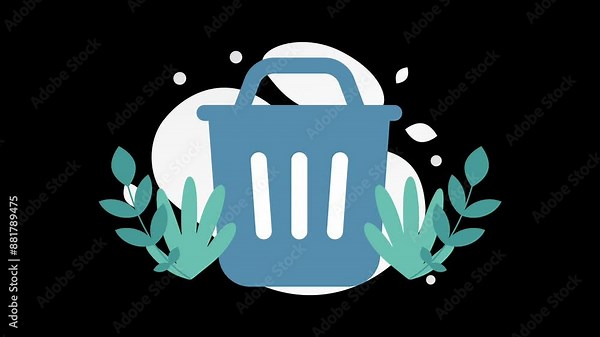 can and recycle symbol trash delete animated footage transparent alpha channel