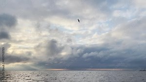 Dark huge cloud sky, black stormy cloud motion with sunrays 4k
