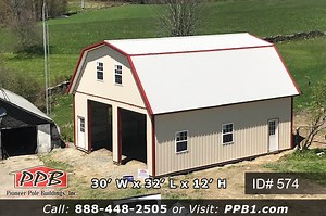 574 – Gambrel Garage With A Second Floor 30x32x12 - Pioneer Pole Buildings, Inc.