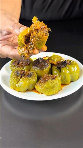 Stuffed Shimla Mirch 🫑 Spicy Masala Filling! #shorts