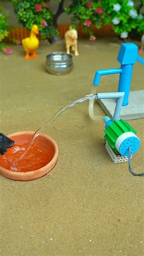 Mini hand pump project water with supply motor drinks buffalo duck and farm #waterpump #shorts #760