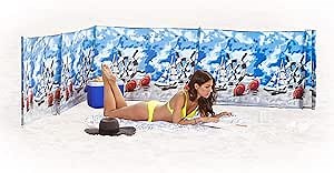 Beach Windscreen, Privacy Screen, Wind Blocker - Ships and Shells, with Mallet and Bag