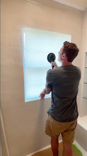 Sealing a shower window for moisture and privacy. #shorts #contractor #construction #remodel #diy