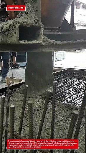 Precision Concrete Pouring Over Rebar — Satisfying Construction Process in Action