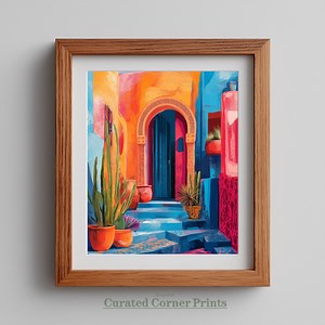 Printable Moroccan Boho Entrance Art - Vibrant 2D Digital Painting, Colorful Mediterranean Decor, Exotic Decorative Wall Art Download - Etsy