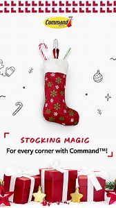 Deck the walls with more holiday stockings this season! 🎄🧦 There are endless ways to decorate your stockings with Command™ Hooks. Keep them secure and stylish, ready for holiday cheer! 🎅🎁 Get excited for more festive magic coming your way. #CommandHome #StockingHacks #HolidayDecoration #ChristmasDecor | Command