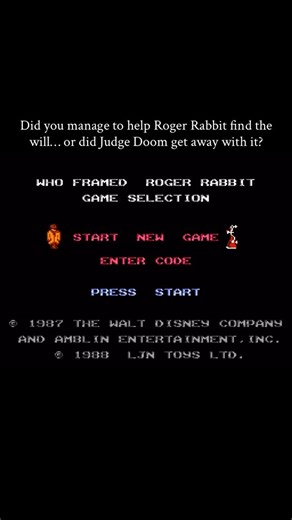 Retro 80s & 90s | Who Framed Roger Rabbit (NES) Released in 1989 for the Nintendo Entertainment System, Who Framed Roger Rabbit is an action-adventure game... | Instagram