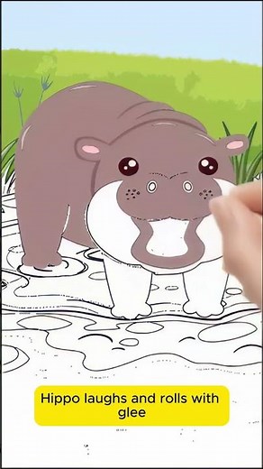 Happy Hippo Song for Kids | Fun English Song #animals #shorts #kidssongs #drawing #hippo