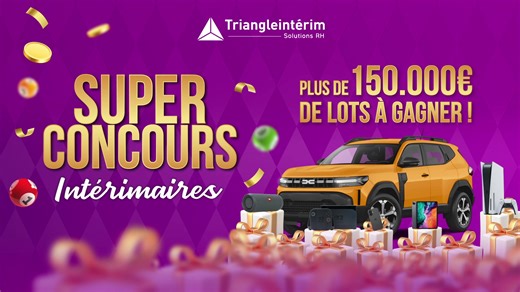 Chez Triangle, l’engagement, ça se célèbre ! Être intérimaire, ce n’est pas “juste” enchaîner des missions. C’est s’investir, être fiable, faire équipe… et ça, chez Triangle, on le voit et on le valorise. C’est pour ça qu’on lance le SUPER CONCOURS INTÉRIMAIRES : 👉 pour remercier celles et ceux qui s’engagent, 👉 pour récompenser la régularité et la confiance, 👉 et surtout, pour rappeler que l’humain est au cœur de tout ce qu’on fait. 👉 En savoir plus : https://triangle.pulse.ly/mcltkv6vec | 