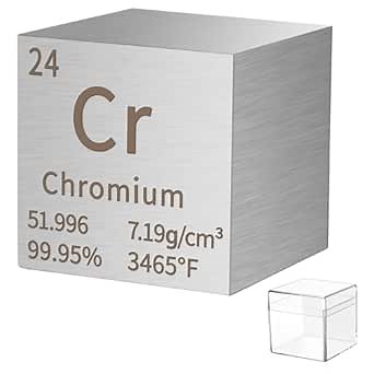 Chromium Cube Metal Density Cubes Pure Metal High Density Element Cube for Element Collections Lab Experiment Material Hobbies DIY Teacher Science Creative Gift (Cr 1inch)