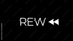 analog VHS rewind. VHS video tape rewind screen. REW VHS video tape