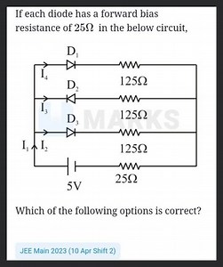 If each diode has a forward bias resistance of 25 \Omega in the... | Filo