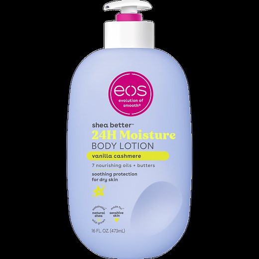 eos Shea Better 24H Moisture Body Lotion, Vanilla Cashmere, for Dry Skin, 16 fl oz