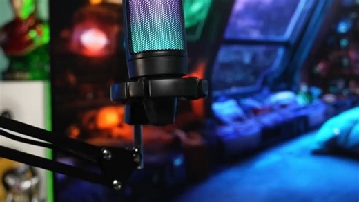 FIFINE电脑台式USB麦克风有线电竞RGB灯效电容麦直播全套专业设备游戏直播录音K歌会议降噪收音话筒A6A6黑2