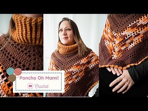 PONCHO WITH NECK in high relief | Crochet Knitting