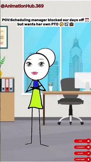 Scheduling manager blocked our days off 📅 but wants her own PTO🤔#shorts #animation AC‪@mellsbellls‬