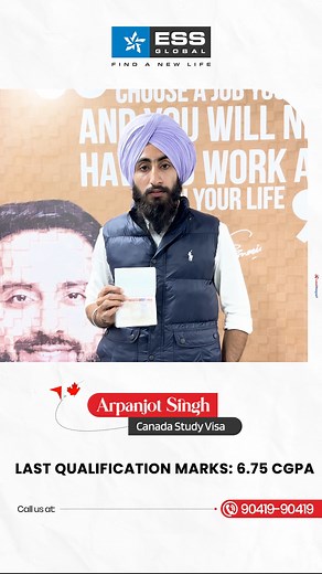 Arpanjot Singh achieves Canadian dream with joy, thanks to ESS Global's support. . #PayOnGettingVisaInHand . Start Your Process: 90419-90419 . . #essglobal #immigrationexperts #canada #study #visa #success | ESS Global Private Limited