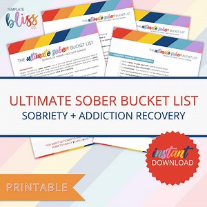 Sober Bucket List Fun Inspiring Sobriety Challenge Recovery Bucket List Addiction Sobriety Recovery Printable Checklist - Etsy