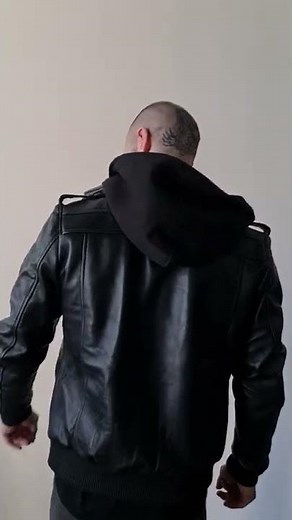 Mens Onyx Black Hooded Leather Jacket