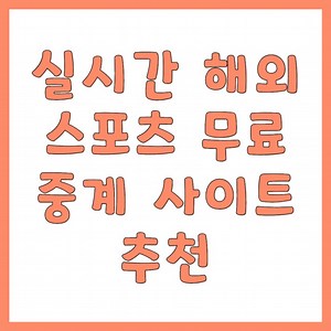 해외 스포츠 중계 사이트 추천: 실시간 무료 시청 및 OTT 총정리