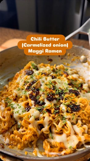 KloPoKitchen on Instagram: "Maggi is a top tier ramen If your looking for an easy way to upgrade your instant ramen, then try my Cheesy Brown Butter Caramelized onion Ramen that taste as good as my pasta 🙌 This so flavorful and easy to make 😋 Recipe: - ramen of choice, I used @maggiusa - 1/4 sliced onion - 1 tbsp butter - 2 cloves garlic, minced (optional) - 1 tbsp chili oil (optional) - ramen seasoning package - 1 tsp sugar - 1 cup milk, cream, or water. - mozzarella cheese Brown butter, then