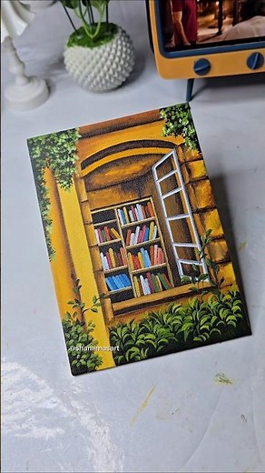 library painting part-2 🤗🎨📚 #easytutorial #acrylicpainting #artshorts