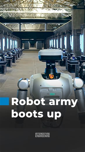 61K views · 432 reactions | China's LimX Dynamics showcased 18 “Oli” humanoid robots activating, standing, and moving in coordination without direct human control. The test demonstrates how multiple humanoids can be rolled out and operated as a group rather than as individually managed machines. | Interesting Engineering | Facebook