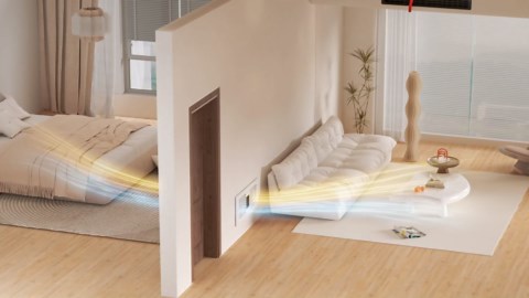 Room to Room Air Transfer Fan With Remote Control, 300CFM Wall Vent With Dual Fan, 5-Speed Through Wall Exhaust With Temperature Control for Kitchen, Bathroom, Hardwired-DX300