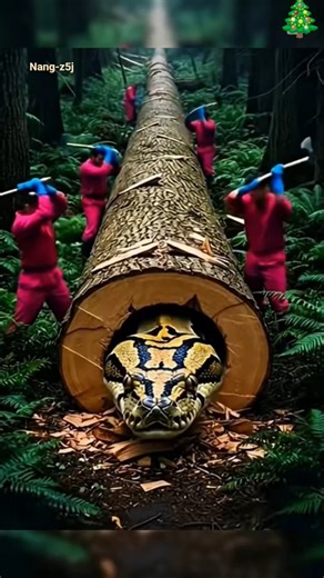 rescue python from gaint log #funny #animals #shorts