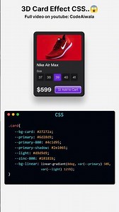 #css #video Amazing CSS 3D Card Hover Effect 😱 #tech #programmer #webdesign #coding #developer
