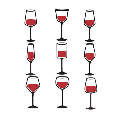 Wine Embroidery Design, Wine Glass Embroidery, Glass of Red Wine Embroidery, Grapes Embroidery, Drink Embroidery, Mini Wine Embroidery - Etsy