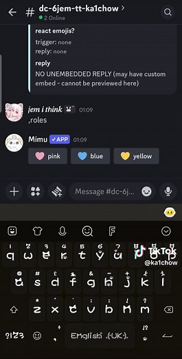 how to make buttonresponder roles using the mimu bot for discord servers how to make roles on discord, bla bla bla, and overall how to do one thing with mimu. you can pause to read but i think thats just common sense 😛 #discord #server #roles #fyp #mimu