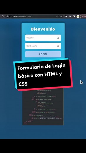 Formulario de Login básico con HTML y CSS. #htmlcss #developer #design #desarrolloweb #componentes