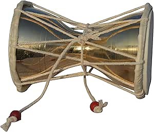 Brass Damru 5 Inch 100 Gram | Traditional Handheld Percussion Instrument | Sacred Symbol of Lord Shiva | Handmade Brass Damroo for Temple Puja, Meditation & Spiritual Sound Healing Décor