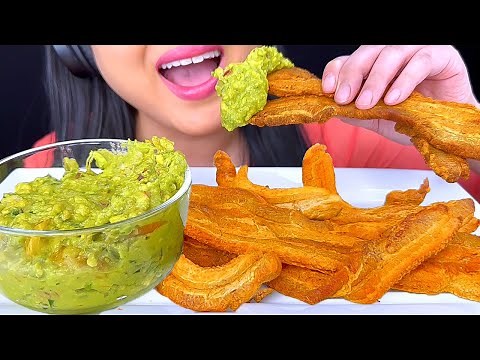 ASMR MUKBANG | Giant Chicharron Dipped In Guacamole | Steven Sushi Viral TikTok Foods | ASMR Phan