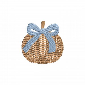 Fall Pumpkin Embroidery Design, Grandmillennial Wicker Pumpkin With Bow Machine Embroidery Files, Instant Digital Download- 3 Inch - Etsy