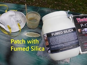 Repairing boat hulls with Fumed Silca and Resin Mixture