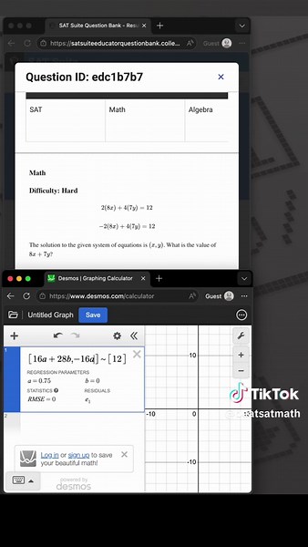 solving systems of equations #sat #satpractice #systemsofequations #collegeboardisascam #mathprep #satmath #fyp #1600 #mathtutor #maysat