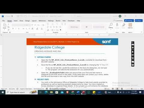 New Perspectives Access 2019 | Module 11: SAM Project 1b Ridgedale College #newperspectives