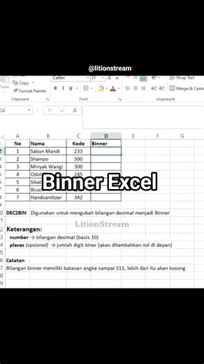 Membuat bilangan Biner‼️ #excel #exceltips #exceltricks #tutorial