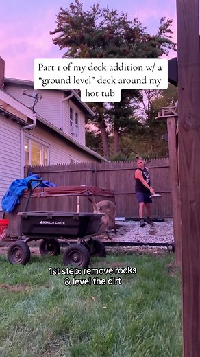 After this: stairs, composite decking, & pergola. I first had to fix my hot tub after sitting there for 5 yrs🙃. Im spending every hr of daylight to get this done before🥶 weather is here to stay #groundleveldeck #tuffblock #diydeck