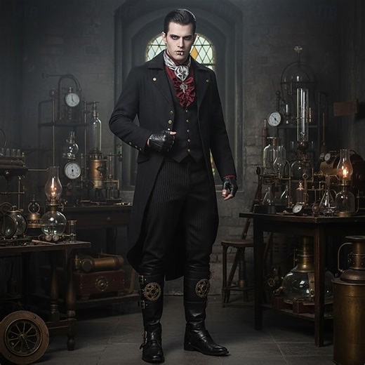 Medieval Renaissance Steampunk Coat Tuxedo Tailcoat Vampire Nobleman Fancy Dress Men's Halloween Carnival Performance LARP Ren Faire Adults' Coat 2025
